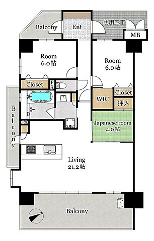 間取り アメイズ時津ベイサイドスクエア 2階/-