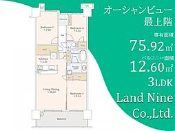 ワンダーベイシティSAZANガーデンウエスト 3LDKの間取図画像