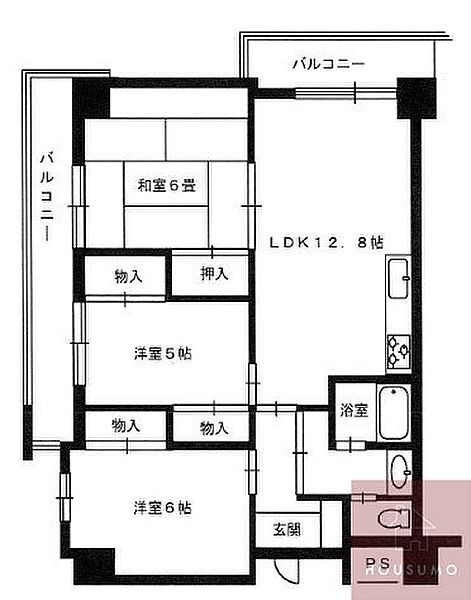 コモン山田イースト 302｜大阪府吹田市山田東4丁目(賃貸マンション3LDK・3階・69.64㎡)の写真 その2