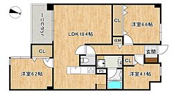 アール・ビー・コート福重 3LDKの間取図画像