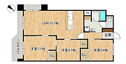 朝日プラザ大濠 3LDKの間取図画像