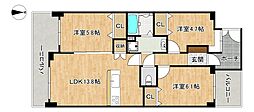 原パークホームズ 3LDKの間取図画像