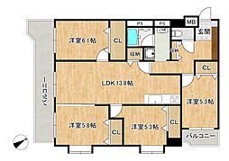 ライオンズマンション長住南第2 4LDKの間取図画像