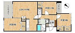 東峰マンション野間大池公園 3LDKの間取図画像