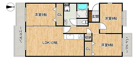 各洋室が全て6帖の広さのあるファミリーにおすすめの間取りタイプ