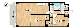サンポートハイツ 2LDKの間取図画像