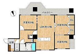 シャンピア大濠 3LDKの間取図画像