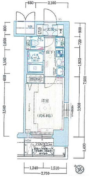 エステムプラザ神戸水木通グランクロス 411｜兵庫県神戸市兵庫区水木通1丁目(賃貸マンション1K・4階・24.90㎡)の写真 その2