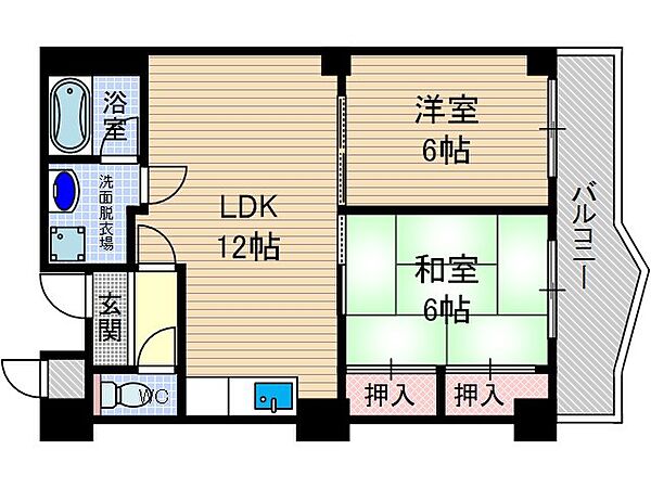 ピアドミール ｜大阪府茨木市若園町(賃貸マンション2LDK・4階・56.00㎡)の写真 その2