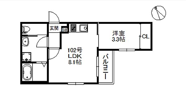 BRAND NEW DAY 箱崎 ｜福岡県福岡市東区箱崎2丁目(賃貸アパート1LDK・2階・29.79㎡)の写真 その2