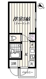 インベスト十条 1Kの間取図画像