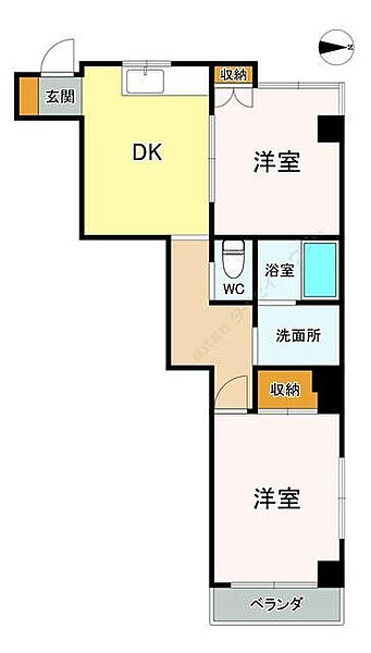 中田ビル ｜東京都墨田区立川1丁目(賃貸マンション2DK・3階・41.67㎡)の写真 その2