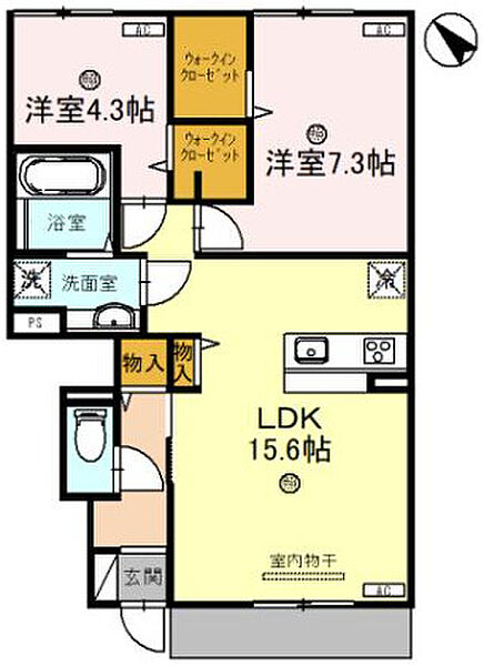 アムール青山 ｜大阪府八尾市南本町9丁目(賃貸アパート2LDK・1階・62.47㎡)の写真 その2