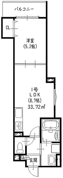 大阪府東大阪市東山町(賃貸アパート1LDK・3階・33.72㎡)の写真 その2