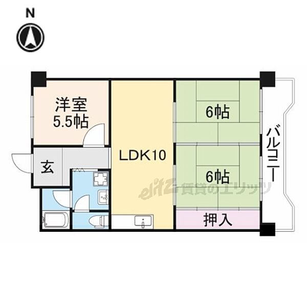 奥野マンション 405｜大阪府寝屋川市国松町(賃貸マンション3LDK・4階・60.48㎡)の写真 その2