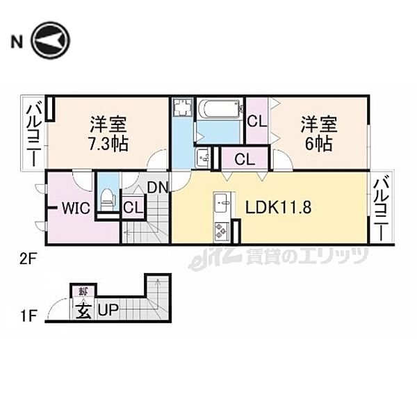 クレール　ルミエール 202｜奈良県大和高田市土庫１丁目(賃貸アパート2LDK・2階・66.70㎡)の写真 その2