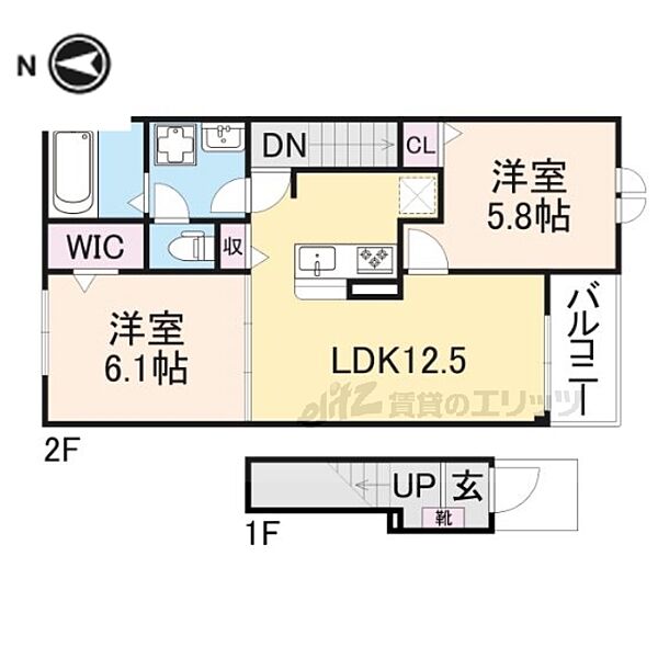 奈良県橿原市木原町(賃貸アパート2LDK・2階・56.48㎡)の写真 その2