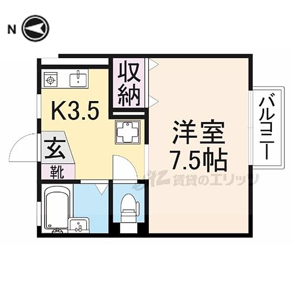 メイプルハイツ 207｜奈良県天理市田町(賃貸アパート1K・2階・25.11㎡)の写真 その2
