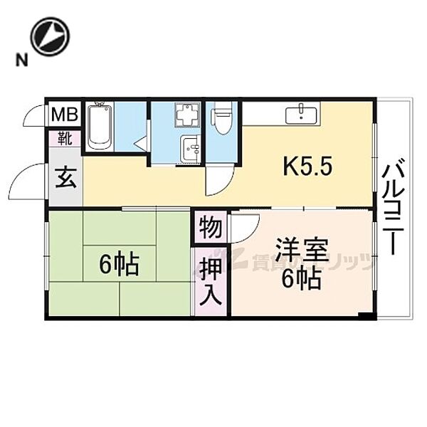 奈良県生駒市辻町(賃貸マンション2DK・3階・44.00㎡)の写真 その2