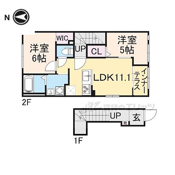 Ｃｈｒｏｍａ　Ｍｅａｄｏｗｓ 201｜大阪府枚方市長尾元町６丁目(賃貸アパート2LDK・2階・58.23㎡)の写真 その2