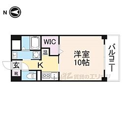 近鉄天理線 天理駅 徒歩2分の賃貸マンション 4階1Kの間取り