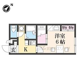 レオパレスKAZU 2階1Kの間取り