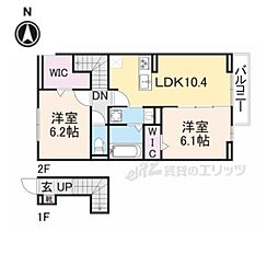 ピュアフィールド 1階2LDKの間取り