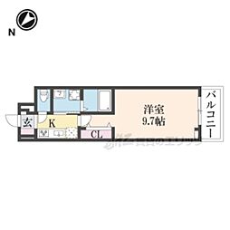 近鉄奈良線 東生駒駅 徒歩10分の賃貸アパート 3階1Kの間取り