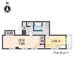 メゾン・ラ・ポム 2階1LDKの間取り