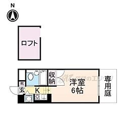 JR桜井線 京終駅 徒歩12分の賃貸マンション 1階1Kの間取り
