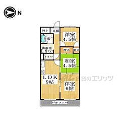 矢埜ハイツ 205 2階3LDKの間取り