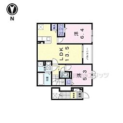 ヴェルデ　ルーチェ 2階2LDKの間取り
