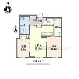 クリスタル シャーメゾン 2LDKの間取図画像