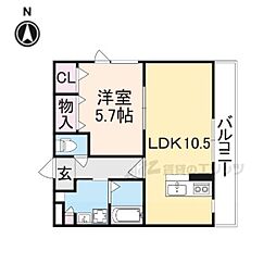 結充イムーブルB館 1LDKの間取図画像