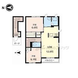 グランヒルミワA 2LDKの間取図画像