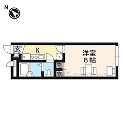 レオパレスレグルス 1Kの間取図画像