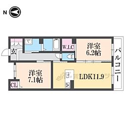 リラフォート大安寺 2LDKの間取図画像