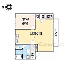 サンハイツ2号館 1LDKの間取図画像