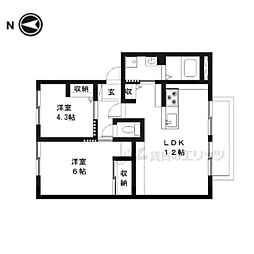 アスティオン飛鳥B棟 2LDKの間取図画像