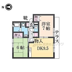 シャンピア平城 2DKの間取図画像