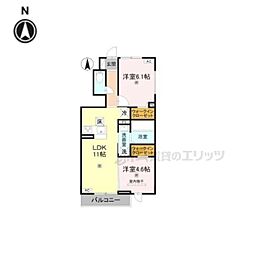 カリスティ 2LDKの間取図画像