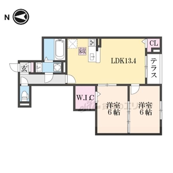 大阪府寝屋川市仁和寺本町４丁目(賃貸アパート2LDK・1階・53.67㎡)の写真 その2