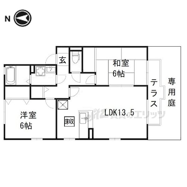 奈良県北葛城郡王寺町畠田８丁目(賃貸アパート2LDK・1階・59.58㎡)の写真 その2