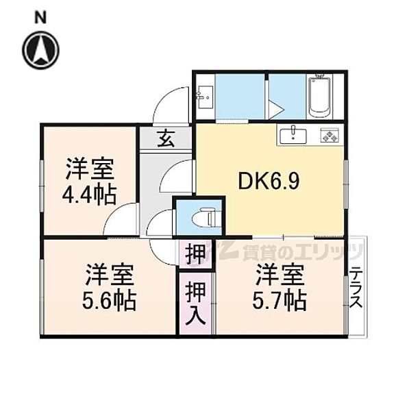 コンシエール信貴Ａ A102｜奈良県生駒郡三郷町立野北３丁目(賃貸アパート3DK・1階・50.78㎡)の写真 その2