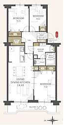 コープ野村澄川第2 3LDKの間取図画像
