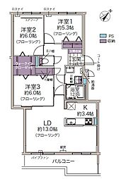シティオ福住 3LDKの間取図画像