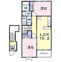 サン・メリディオII 202 ｜ 埼玉県深谷市田中2473番地2（賃貸アパート2LDK・2階・57.02㎡） その2