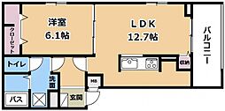 大江5丁目アパート 2階1LDKの間取り