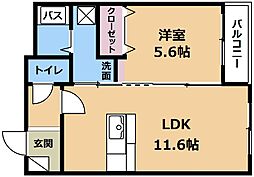 ハートフル・プリムラ 3階1LDKの間取り