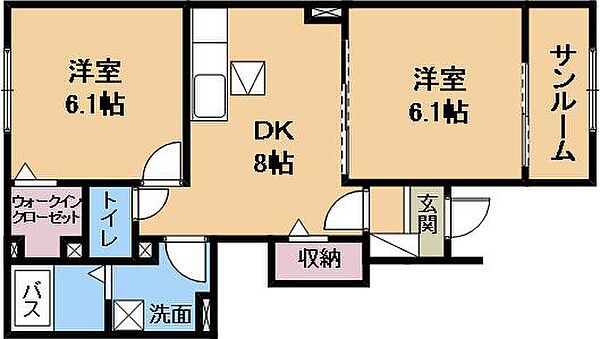 ルミエール ｜滋賀県栗東市高野(賃貸アパート2DK・1階・50.09㎡)の写真 その2